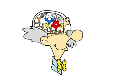 Animation drawing scientist head - mechanical brain working Stock Footage 276238948