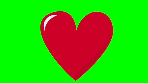 Animation of a drawn red beating heart, looped on a green chromakey background Stock Footage 252262713