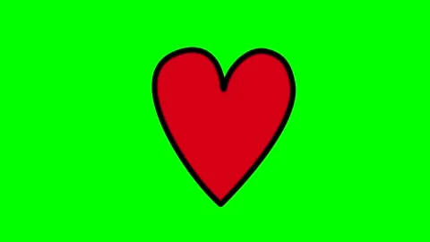 Animation of a drawn red beating heart, looped on a green chromakey background Stock Footage 252560563