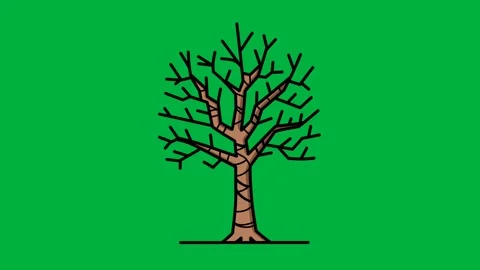 Animation of a dry tree moving in the wind with a green screen background Stock Footage 319612738