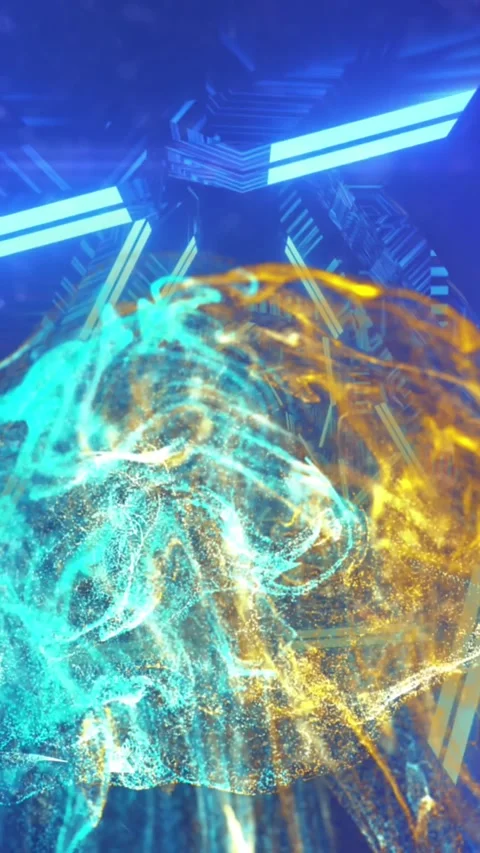 Animation of dynamic smoke pattern over triangular tunnel against abstract Stock Footage 344783469