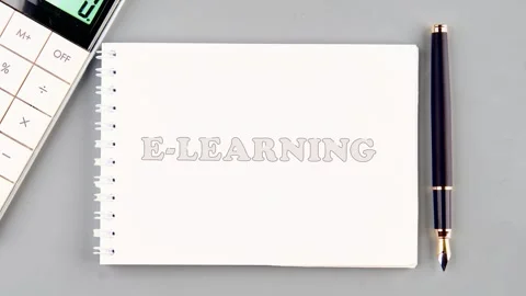 Animation of the E-LEARNING text. Explore dynamic technology concepts in e Stock Footage 297292693