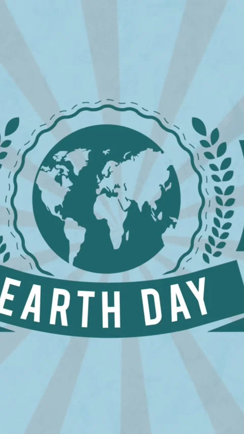 Animation of earth day and globe on moving blue and grey background Stock Footage 342136791