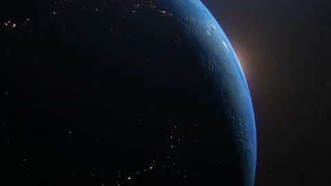 Animation of the earth seen from space, on a dark background with moving stars Stock Footage 162264911