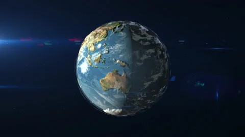 Animation of Earth seen from space, the globe spinning on satellite view on dark Stock Footage 154021115