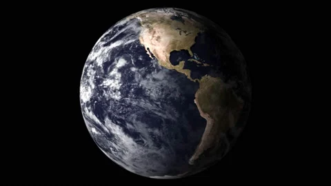 Animation of Earth seen from space, the globe spinning on satellite view on dark Video stock 165895859