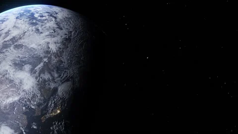 Animation of Earth in Space. City lights at night, sunrise and daytime. Stock Footage 198005166