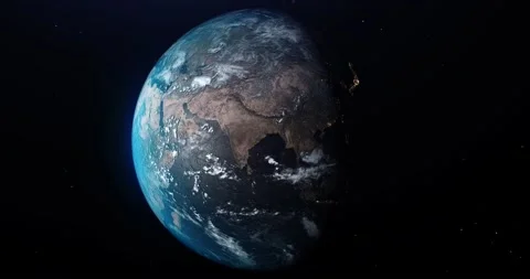 Animation of Earth from space terrestrial globe globe rotates against dark Stock Footage 203829639
