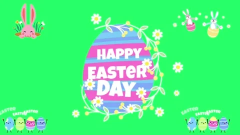 Animation Easter egg isolate on green background. Stock Footage 235510962