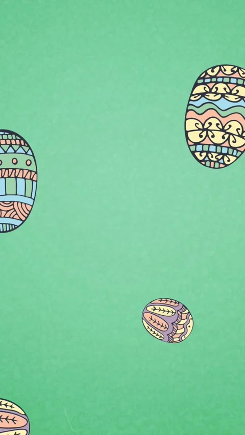 Animation of easter eggs falling on green background Stock Footage 344284983
