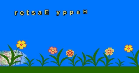 Animation Easter eggs rolling down the grass on blue sky. Stock Footage 72653320