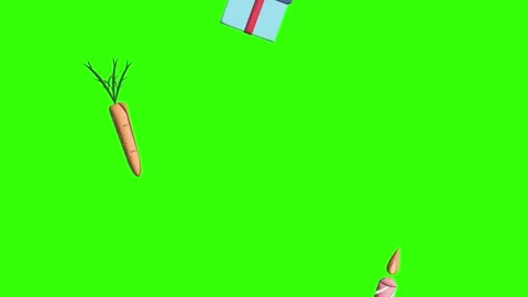 Animation of Easter elements on green screen chroma key, motion graphic design Stock Footage 265624853