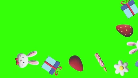 Animation of Easter elements on green screen chroma key, motion graphic design 動画素材 265624866
