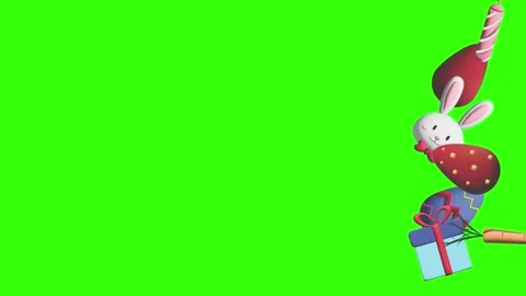 Animation of Easter elements on green screen chroma key, motion graphic design Stock Footage 265624878