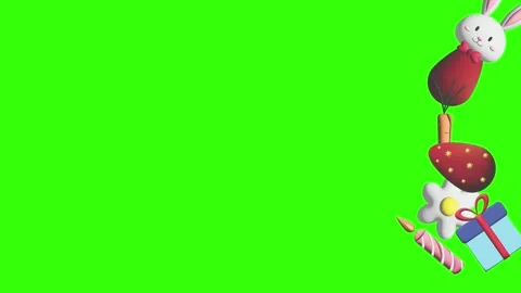 Animation of Easter elements on green screen chroma key, motion graphic design Stock Footage 265624881