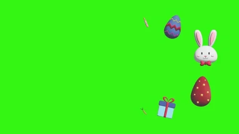 Animation of Easter elements on green screen chroma key, motion graphic design Stock Footage 265624900
