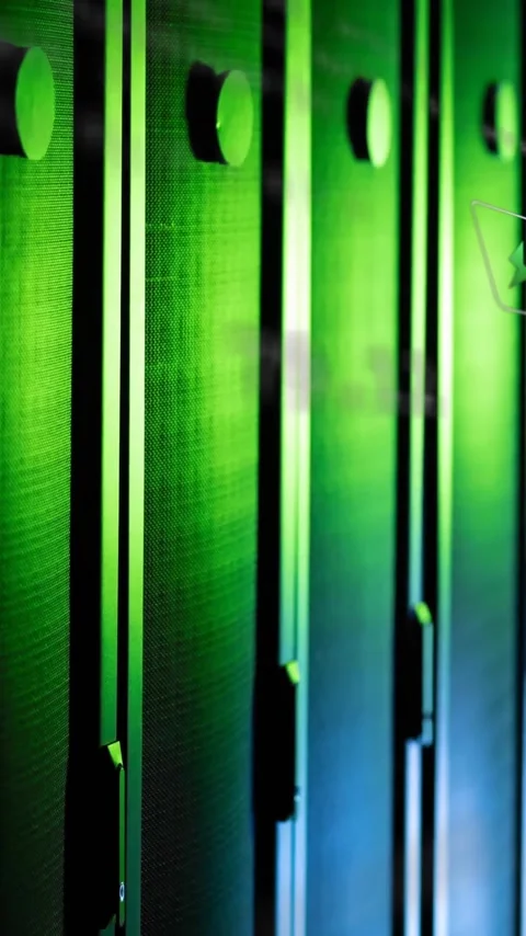 Animation of eco icons and data processing over computer servers Stock Footage 342811558