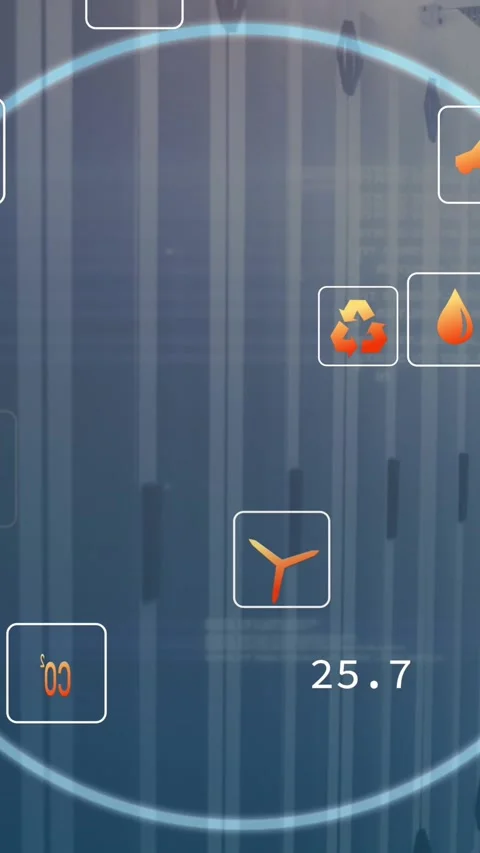 Animation of eco icons and data processing over computer servers Stock Footage 343028692
