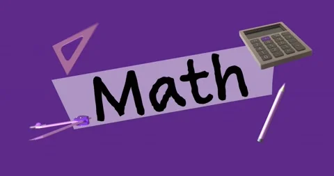 Animation of education icons with math text over purple background Stock Footage 328351783