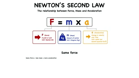 Animation of Educational infographic diagram explaining Newton second law Stock Footage 345391742
