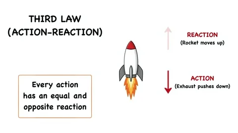 Animation of Educational infographics explaining Newton three laws of motion Video stock 345221019