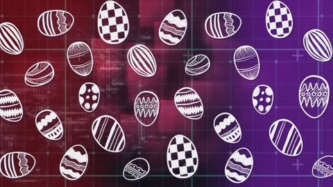 Animation of egg icons over data processing on black background Stock Footage 221958182