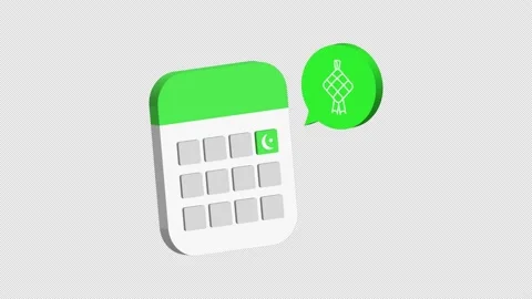 Animation eid mubarak date reminder 3d style calendar with ketupat icon Video stock 234169758