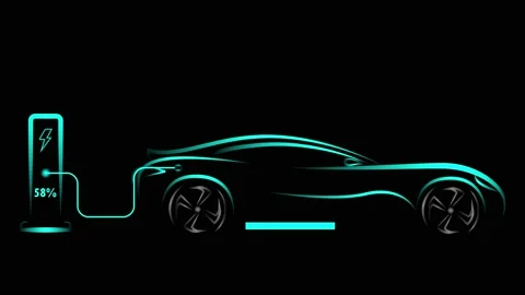 Animation of electric car being charged.... | Stock Video | Pond5