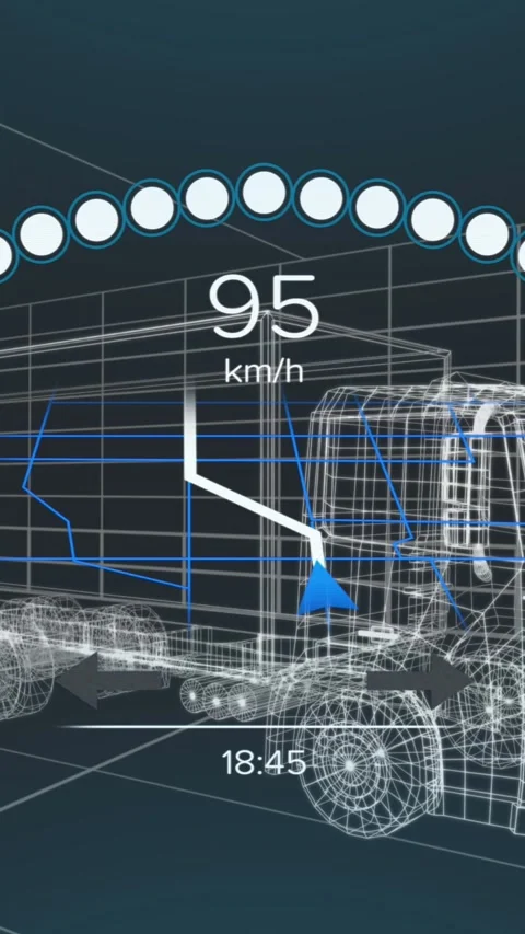 Animation of electric car digital interface over 3d truck Stock Footage 343996334
