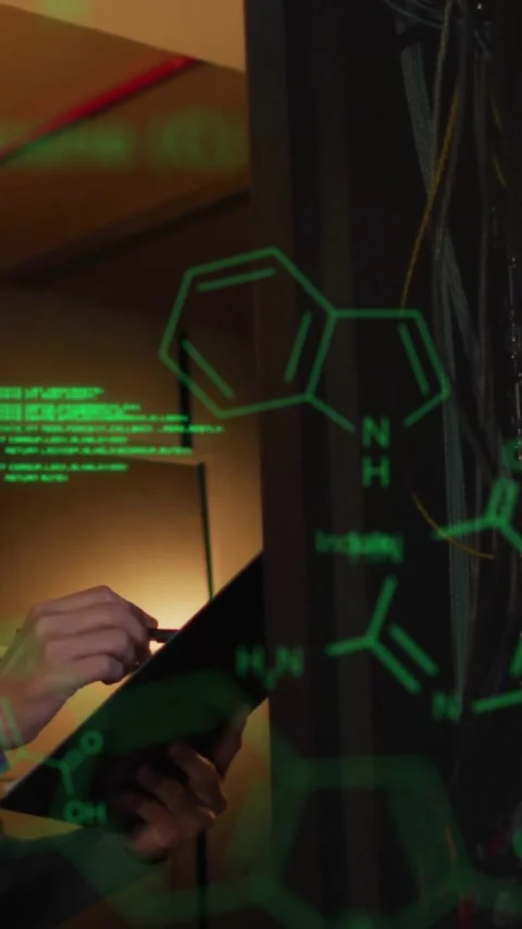 Animation of element diagrams and data processing over asian male technician Stock Footage 344403422