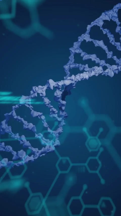 Animation of elements and data processing over dna strands on dark background Stock Footage 319068999
