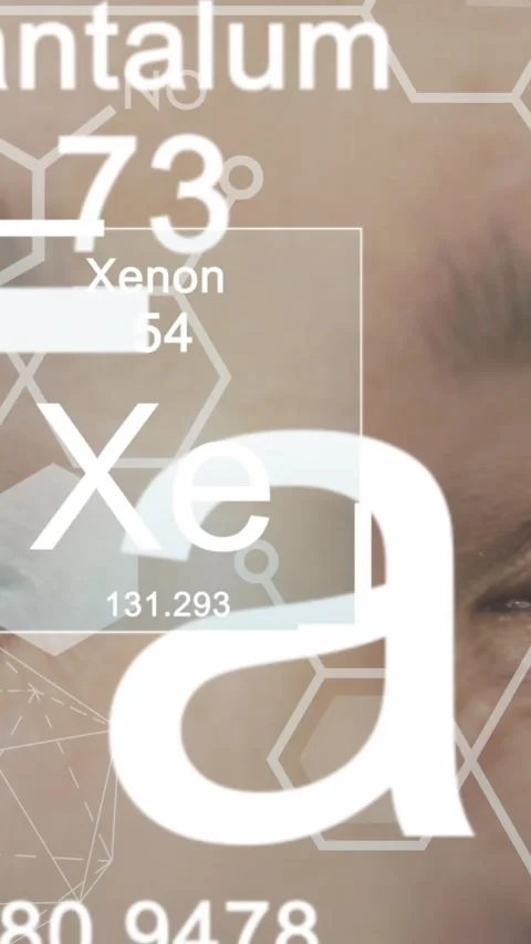 Animation of elements and molecular strcutures over eyes of smiling female Stock Footage 343498822