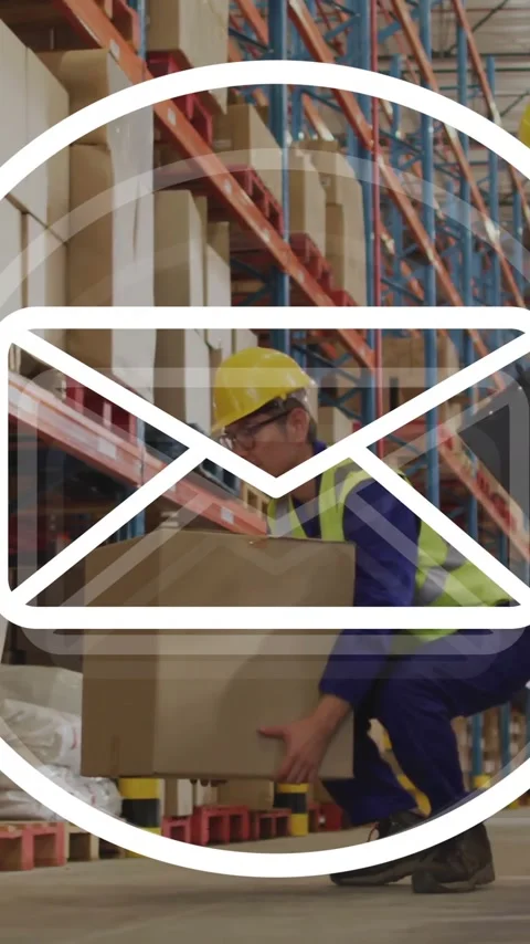 Animation of email icon and data processing over diverse men working in Stock Footage 344284554