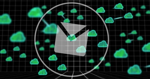 Animation of email icon, data processing and clouds over dark background Stock-Footage 306717311