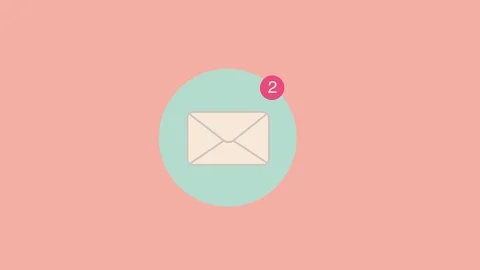 Animation of email icon message envelope with counting number on pink circle. Stock Footage 124147591
