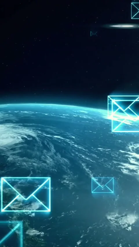 Animation of email icons and data processing over globe Video stock 321111405