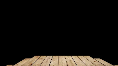 Animation of empty wooden table top on black background. 動画素材 336940365
