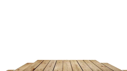 Animation of empty wooden table top on white background. 库存影片 336940367