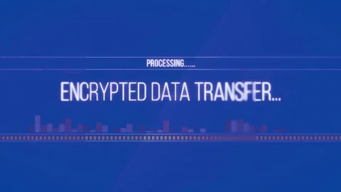 Animation of encrypted data transfer text and data processing against blue Stock Footage 328255457