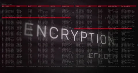 Animation of encryption text and digital data processing over black background Stock Footage 310033224