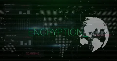 Animation of encryption text, globe, world map, statistics and data processing Stock Footage 330725105