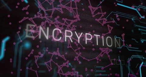 Animation of encryption text, x symbol, circuit board pattern, floating dots Stock Footage 330167642