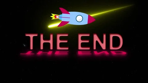Animation for the end of the video with text The End on a starry sky background. Stock Footage 150100541