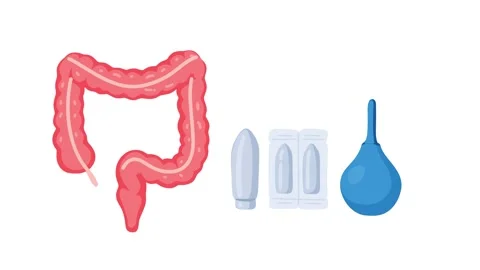 Animation enema kit and large intestine medical concept Stock Footage 340825963