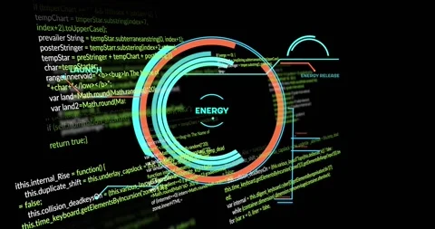 Animation of energy icon over data processing Stock Footage 328090056