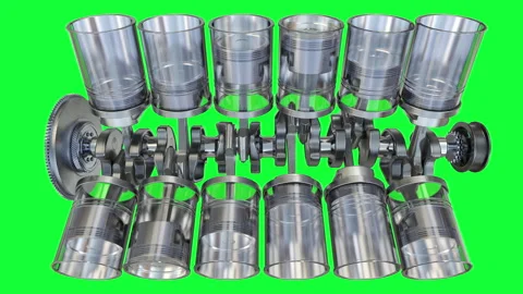 Animation Engine Pistons V12 Stock Footage 155832136