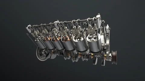 Animation Engine Pistons V12 Stock Footage 156271721