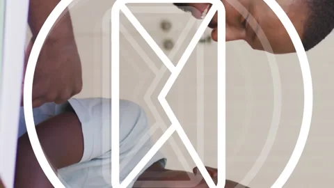 Animation of envelope icon in circle over african american father and son 動画素材 313038169