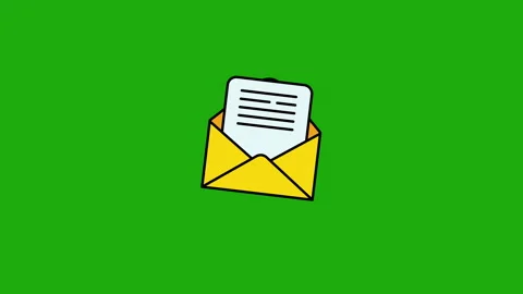 Animation of an envelope icon on a green background, symbolizing communication Stock Footage 304603584