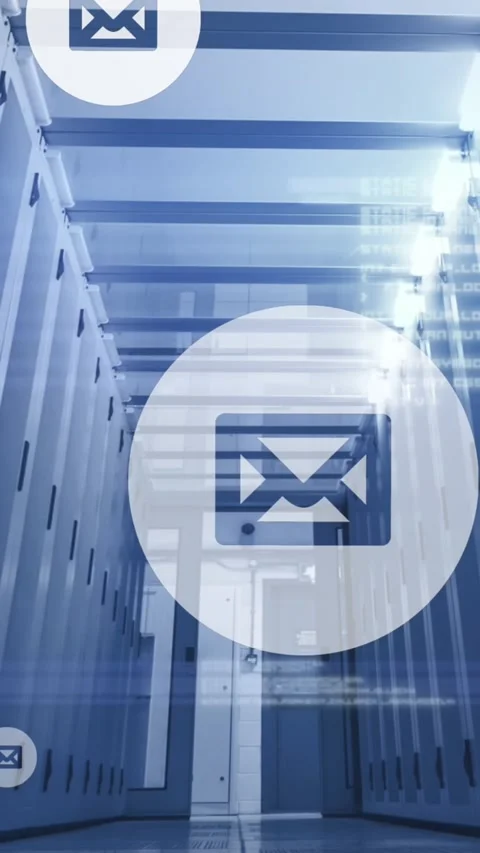 Animation of envelope icons and numbers and data processing over computer Stock Footage 341921092